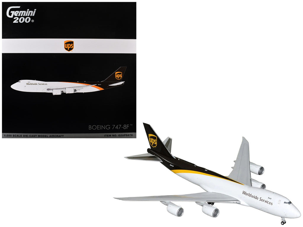 Boeing 747-8F Commercial Aircraft "UPS Worldwide Services" (N607UP) White with Brown Tail "Gemini 200" Series 1/200 Diecast Model by GeminiJets-2