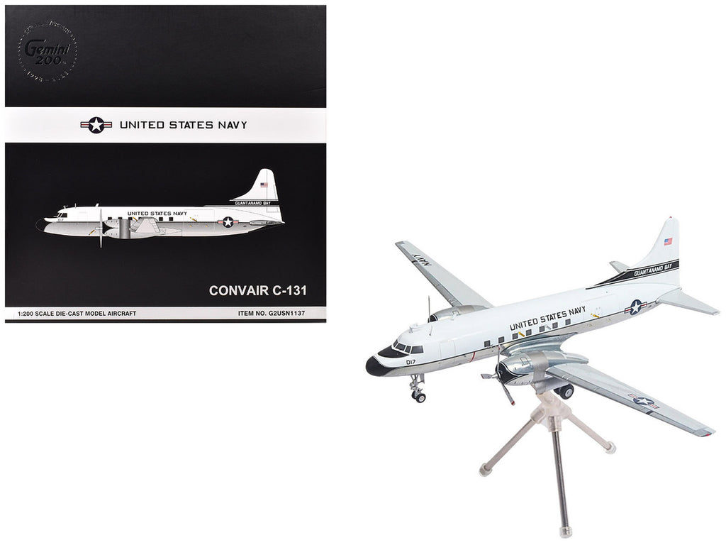 Convair C-131 Samaritan Transport Aircraft "United States Navy - NAS Guantanamo Bay" (141017) White and Gray "Gemini 200" Series 1/200 Diecast Model Airplane by GeminiJets-0