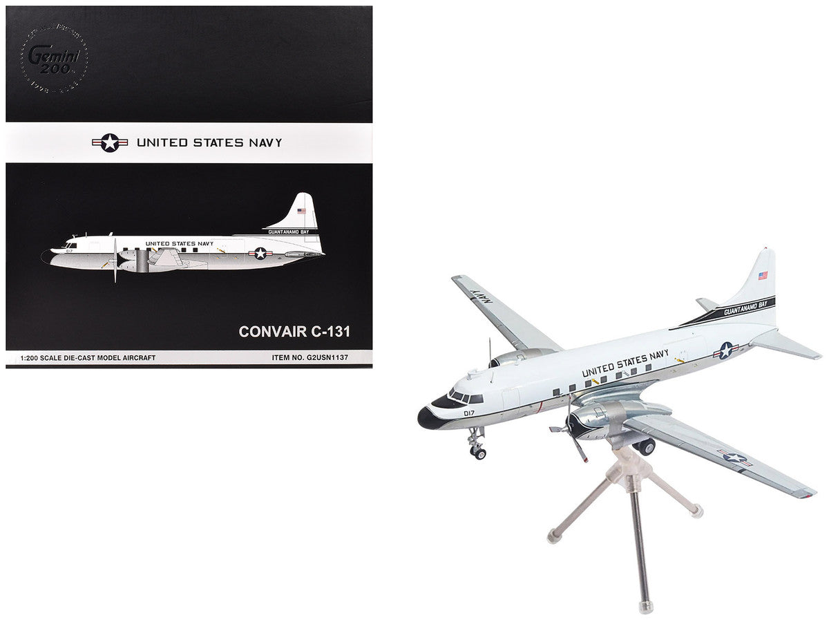 Convair C-131 Samaritan Transport Aircraft "United States Navy - NAS Guantanamo Bay" (141017) White and Gray "Gemini 200" Series 1/200 Diecast Model Airplane by GeminiJets-0