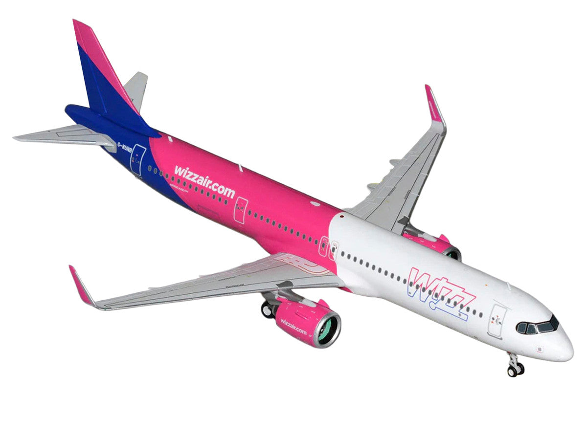 Airbus A321neo Commercial Aircraft "Wizz Air" (G-WUNB) White and Pink with Purple Tail "Gemini 200" Series 1/200 Diecast Model by GeminiJets-1