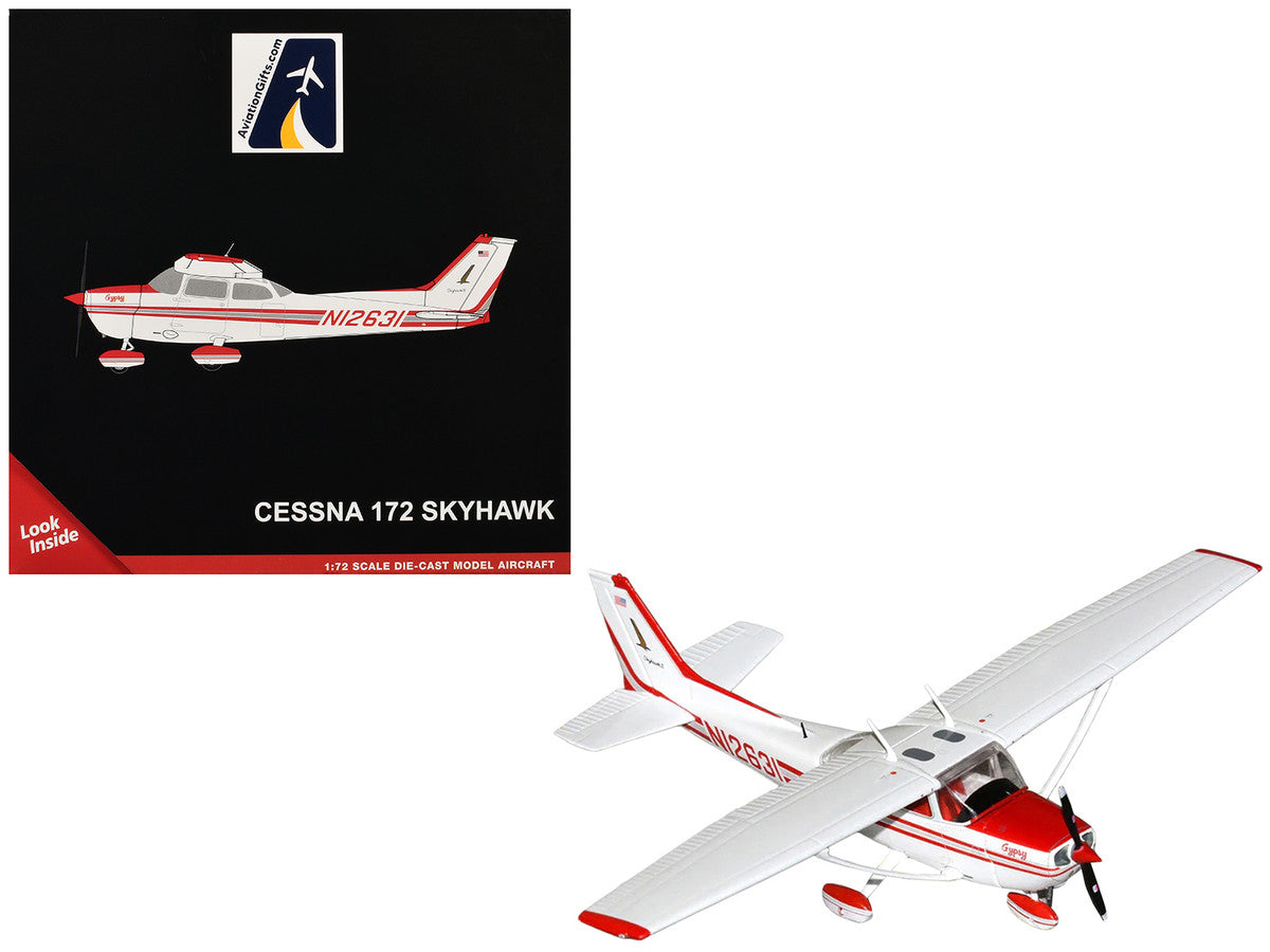 Cessna 172 Skyhawk Aircraft "N12631" Red and White "Gemini General Aviation" Series 1/72 Diecast Model by GeminiJets-0