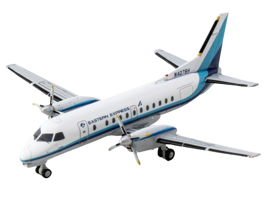 Saab 340B Commercial Aircraft "Eastern Express" (N407BH) White with Blue Stripes 1/400 Diecast Model Airplane by GeminiJets-1
