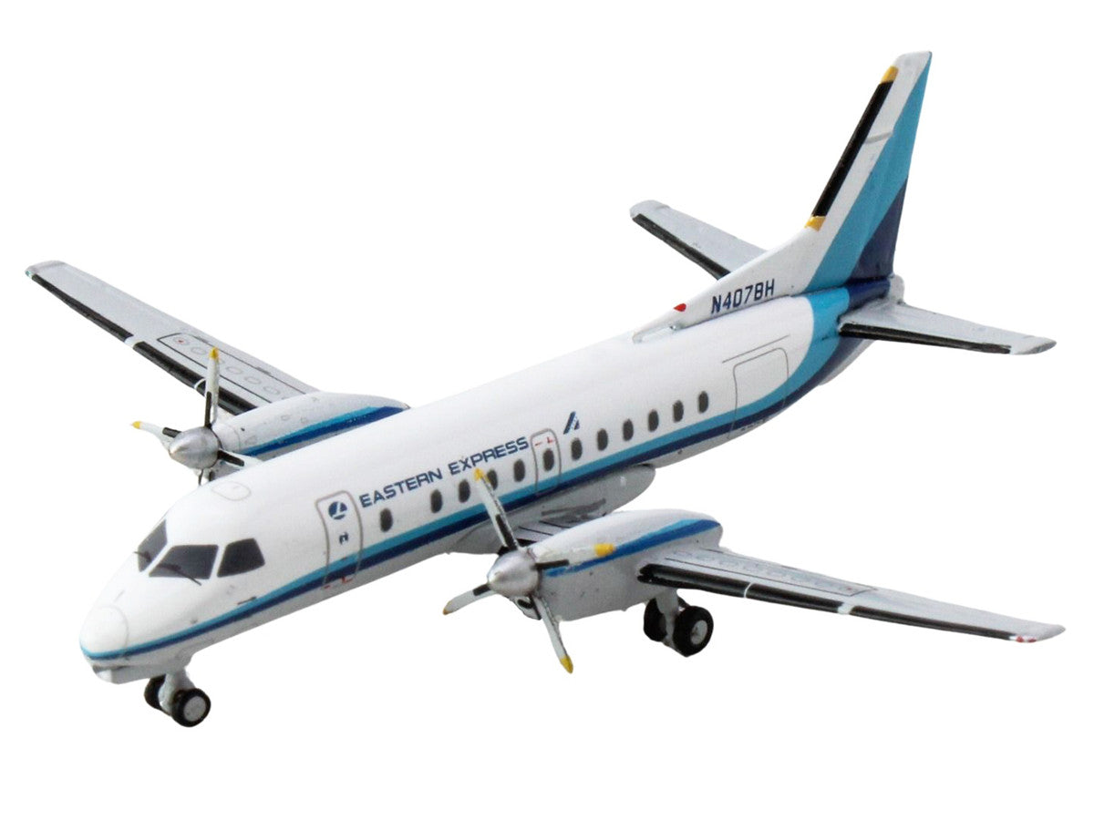 Saab 340B Commercial Aircraft "Eastern Express" (N407BH) White with Blue Stripes 1/400 Diecast Model Airplane by GeminiJets-1