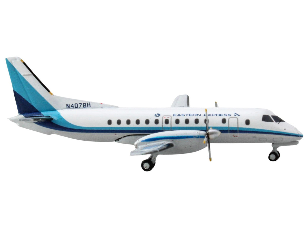 Saab 340B Commercial Aircraft "Eastern Express" (N407BH) White with Blue Stripes 1/400 Diecast Model Airplane by GeminiJets-2