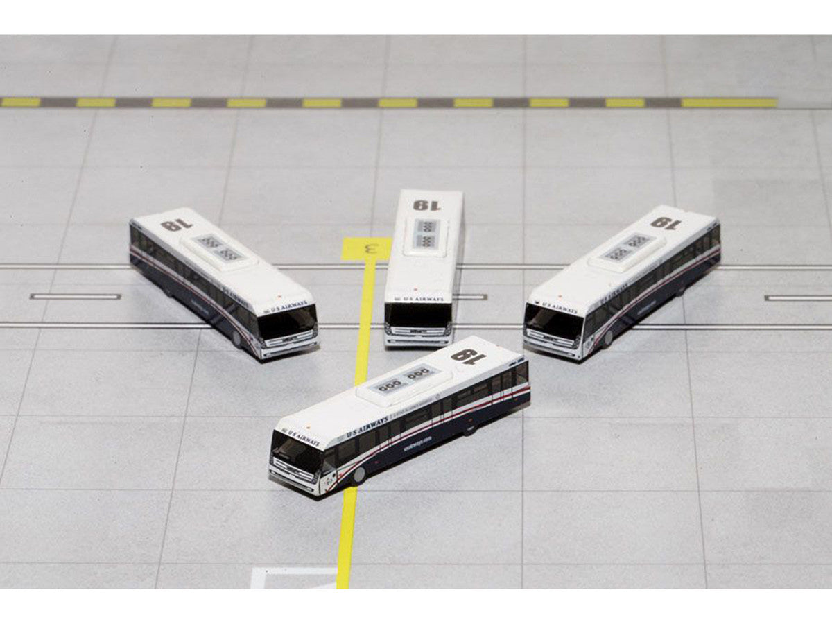 Cobus 3000 Passenger Bus White and Blue "US Airways Shuttle Bus" 4 Piece Set 1/400 Diecast Models by GeminiJets-1
