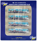 Cobus 3000 Passenger Bus White and Blue with Graphics "US Airways Shuttle Bus - Greener Transit" 4 Piece Set 1/400 Diecast Models by GeminiJets-0