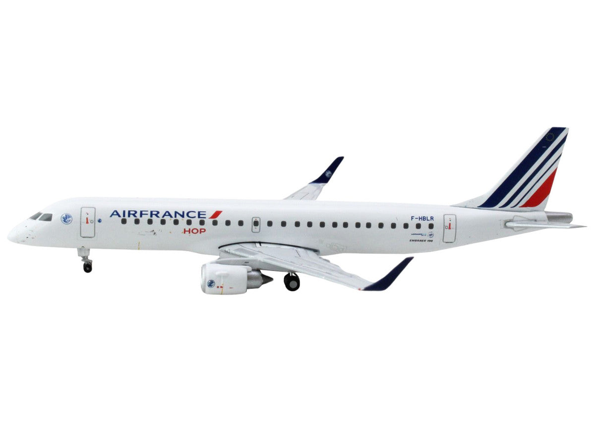 Embraer ERJ-190 Commercial Aircraft "Air France Hop" (F-HBLR) White with Striped Tail 1/400 Diecast Model Airplane by GeminiJets-1
