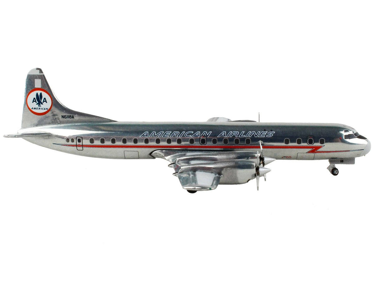 Lockheed L-188 Electra Commercial Aircraft "American Airlines" Silver with Red Stripes 1/400 Diecast Model Airplane by GeminiJets-1