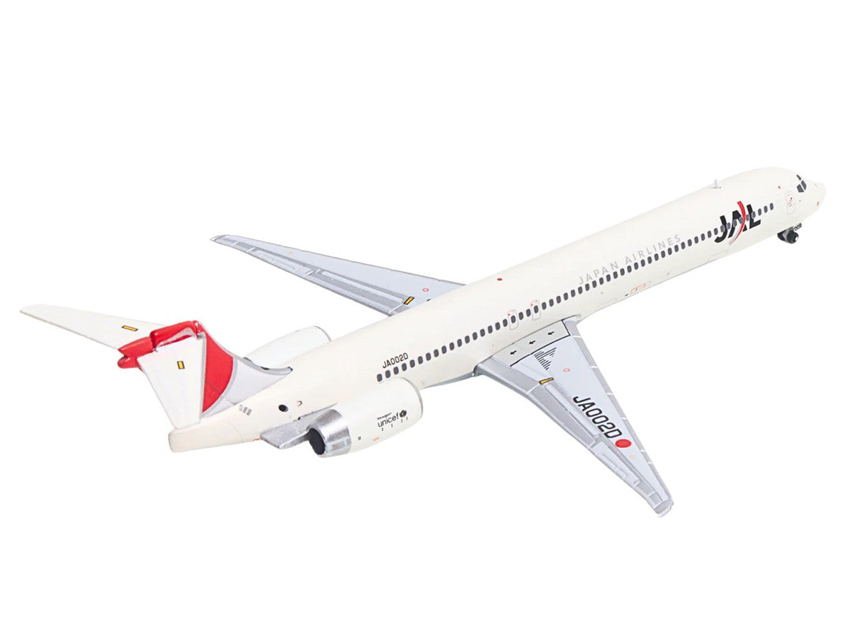 McDonnell Douglas MD-90 Commercial Aircraft "Japan Airines" (JA002D) White with Red Tail 1/400 Diecast Model Airplane by GeminiJets-1