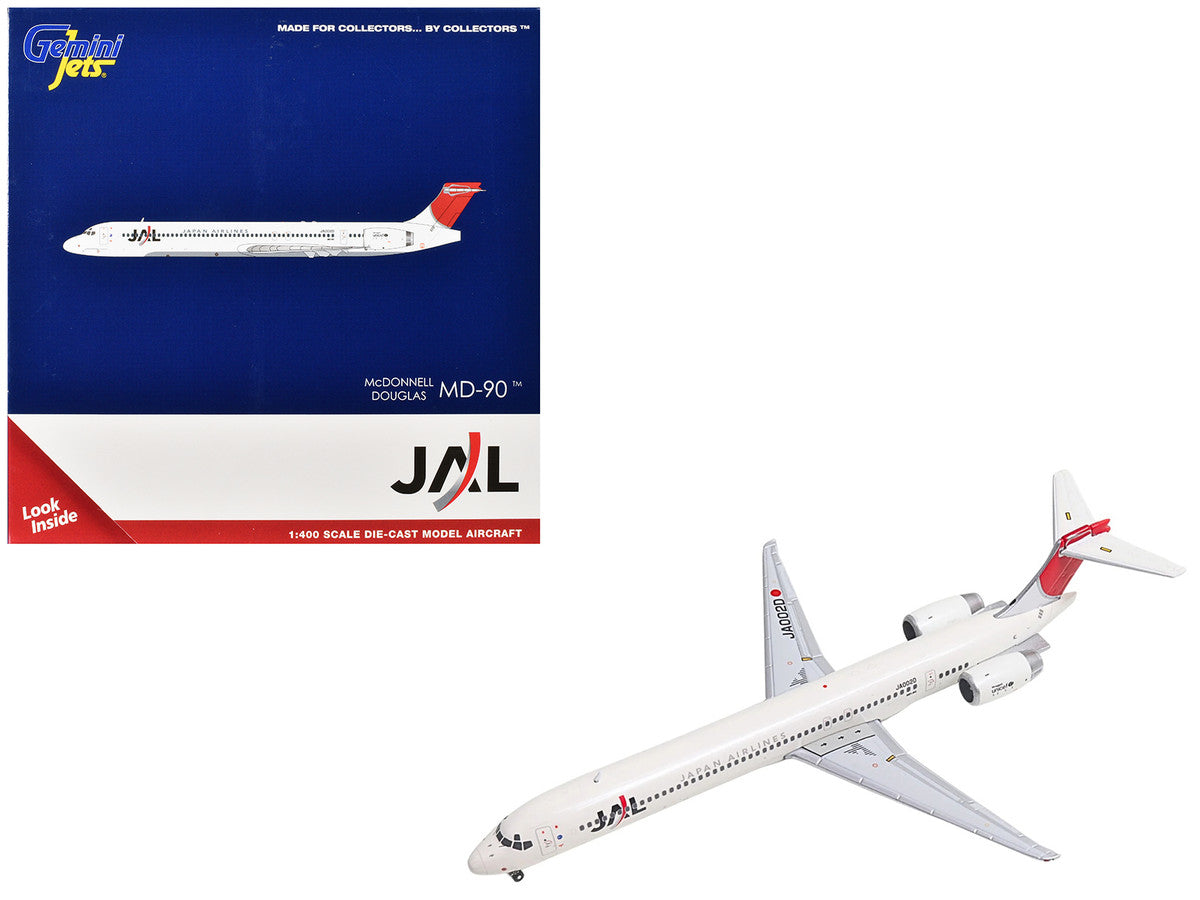 McDonnell Douglas MD-90 Commercial Aircraft "Japan Airines" (JA002D) White with Red Tail 1/400 Diecast Model Airplane by GeminiJets-3