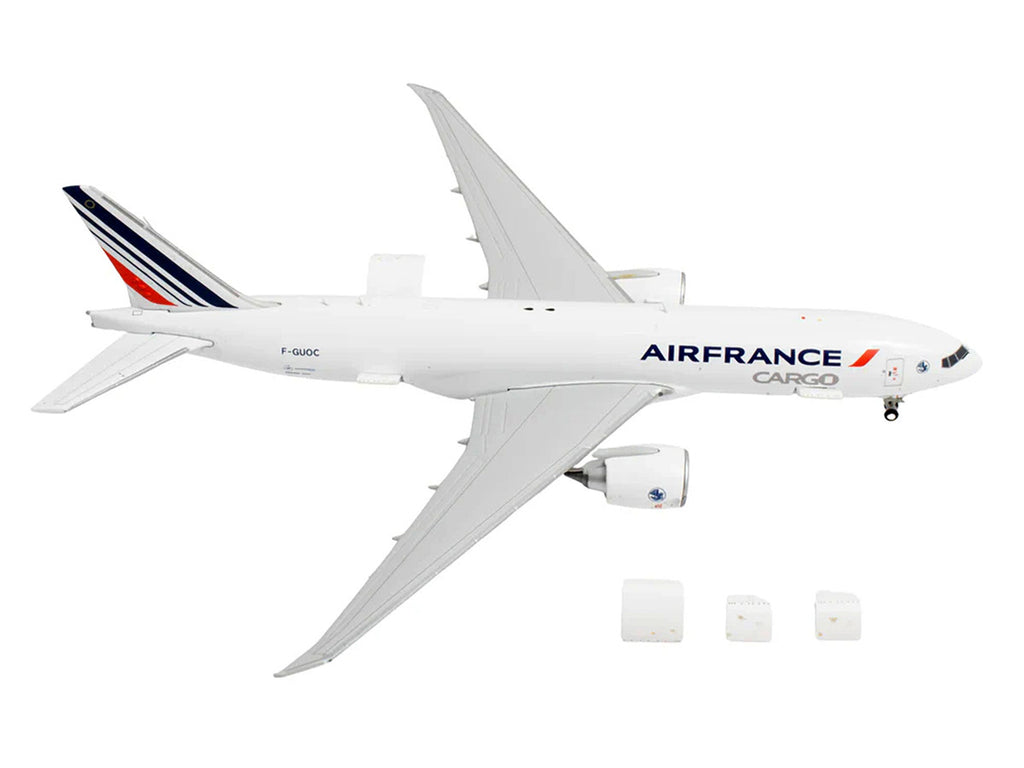 Boeing 777F Commercial Aircraft "Air France Cargo" (F-GUOC) White with Red and Blue Striped Tail "Interactive Series" 1/400 Diecast Model Airplane by GeminiJets-1