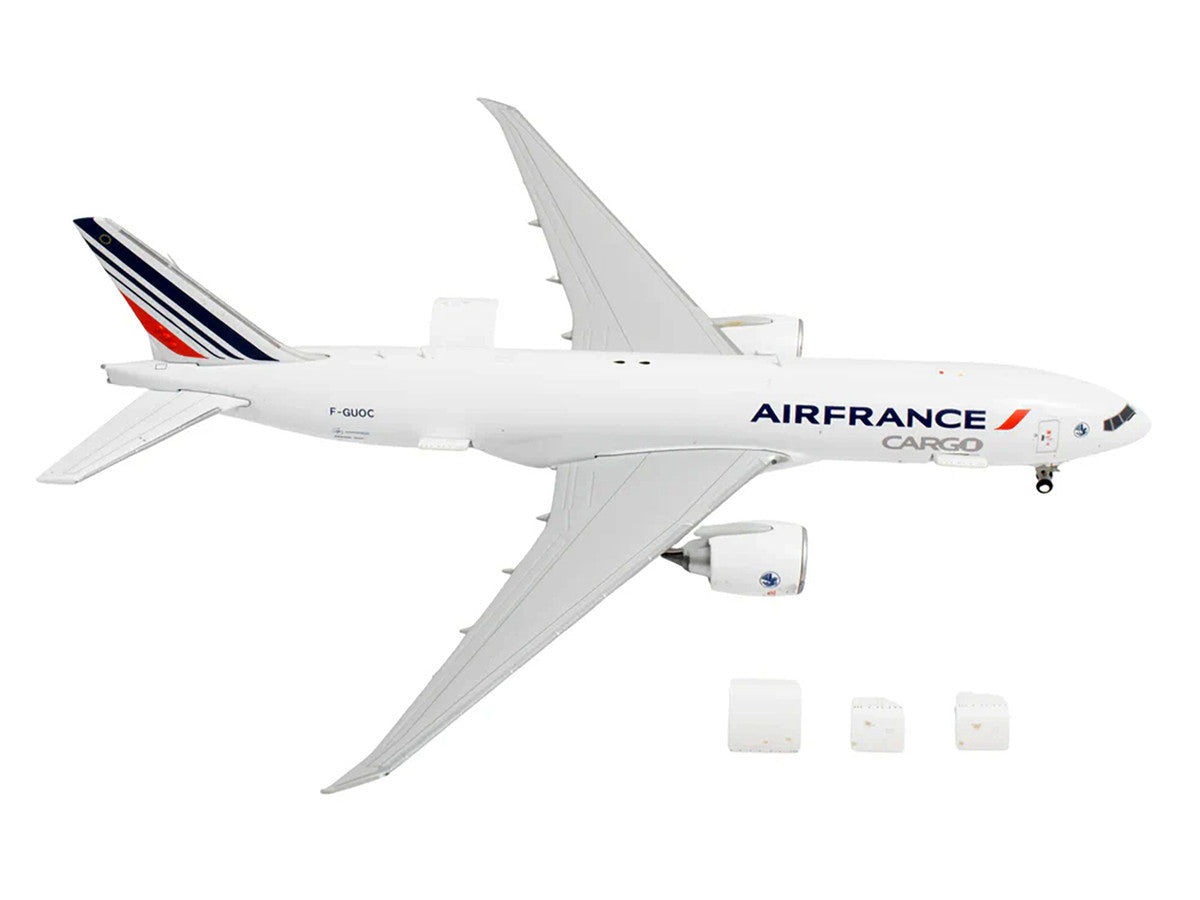 Boeing 777F Commercial Aircraft "Air France Cargo" (F-GUOC) White with Red and Blue Striped Tail "Interactive Series" 1/400 Diecast Model Airplane by GeminiJets-1
