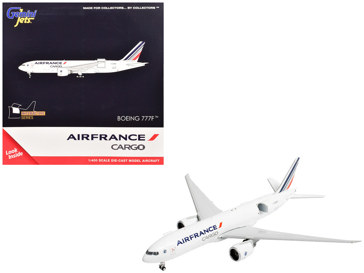 Boeing 777F Commercial Aircraft "Air France Cargo" (F-GUOC) White with Red and Blue Striped Tail "Interactive Series" 1/400 Diecast Model Airplane by GeminiJets-3