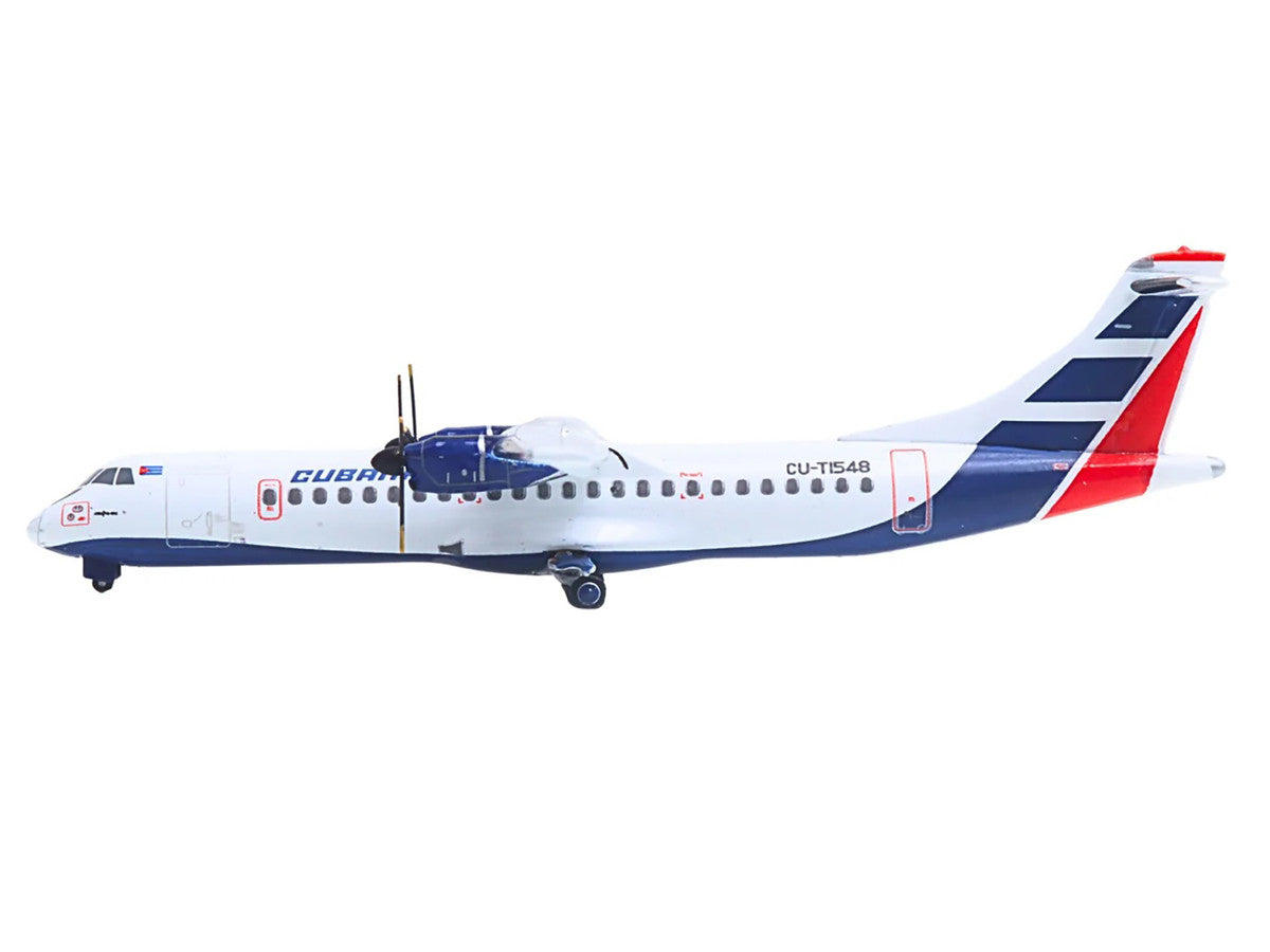 ATR 72-200 Commercial Aircraft "Cubana Airlines" (CU-T1548) White with Red and Blue Stripes 1/400 Diecast Model Airplane by GeminiJets-1