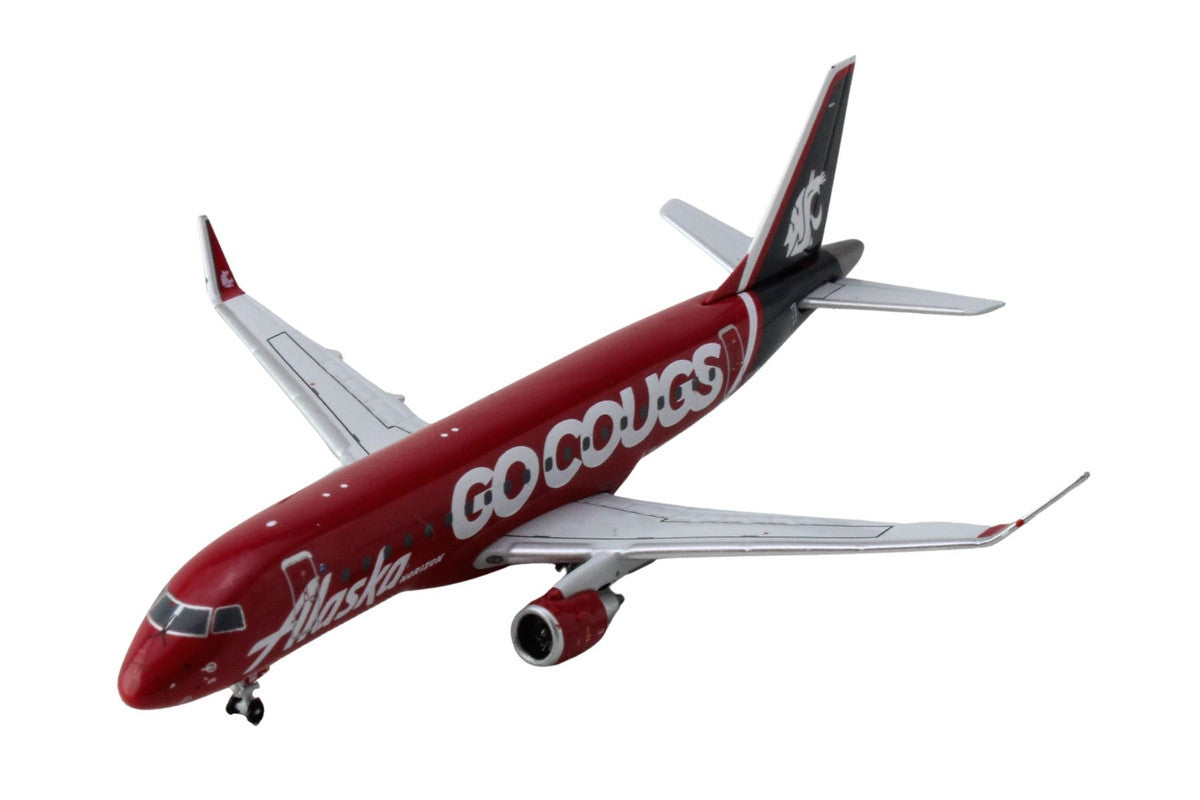 Embraer ERJ-175 Commercial Aircraft "Alaska Airlines/Horizon - Washington State Cougars" (N661QX) Red with Gray Tail 1/400 Diecast Model Airplane by GeminiJets-1