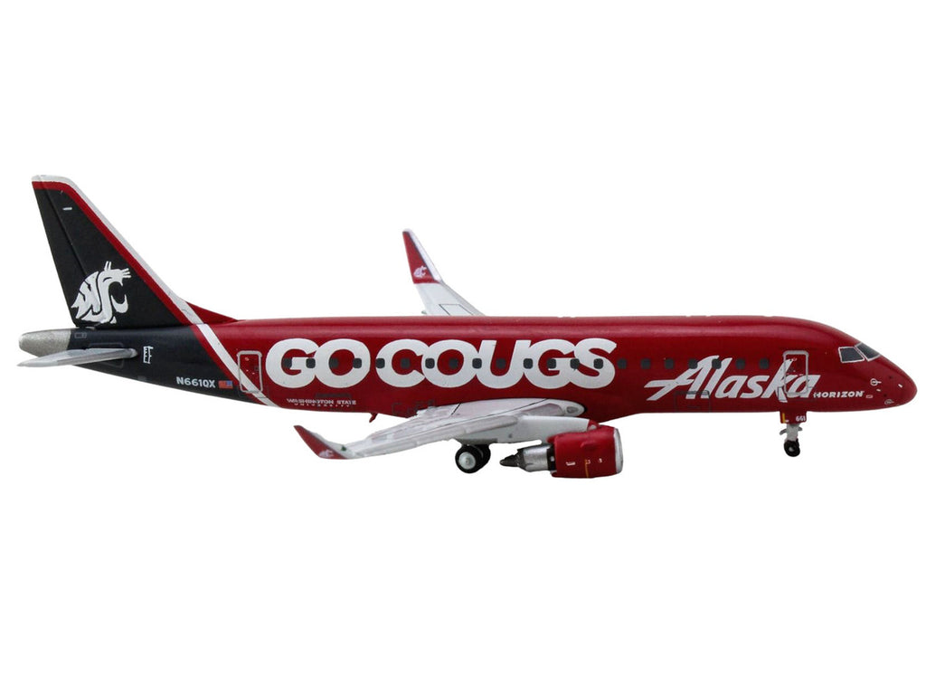 Embraer ERJ-175 Commercial Aircraft "Alaska Airlines/Horizon - Washington State Cougars" (N661QX) Red with Gray Tail 1/400 Diecast Model Airplane by GeminiJets-2