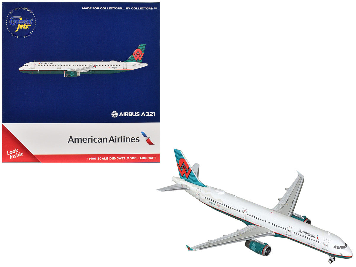 Airbus A321 Commercial Aircraft "American Airlines - America West Heritage Jet" (N580UW) White with Tail Graphics 1/400 Diecast Model Airplane by GeminiJets-0
