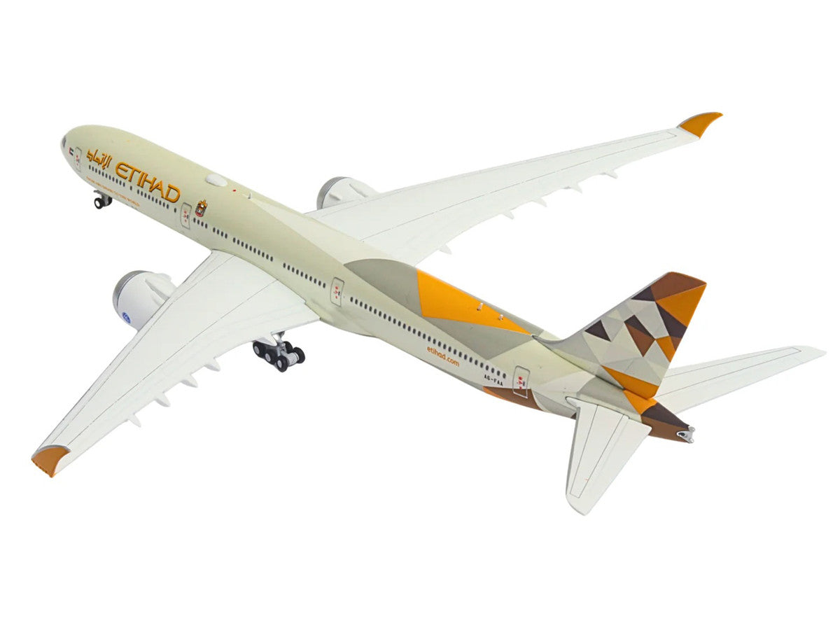 Boeing 777-9 Commercial Aircraft "Etihad Airways" (A6-FAA) Beige with Tail Graphics 1/400 Diecast Model Airplane by GeminiJets-1