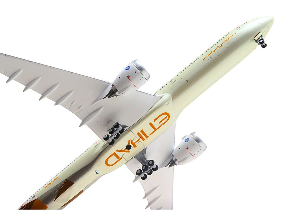 Boeing 777-9 Commercial Aircraft "Etihad Airways" (A6-FAA) Beige with Tail Graphics 1/400 Diecast Model Airplane by GeminiJets-3