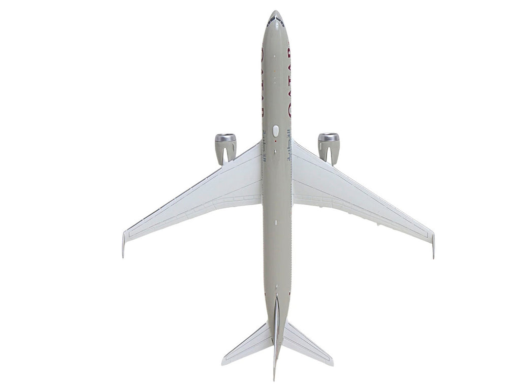 Boeing 777-9 Commercial Aircraft "Qatar Airways" (A7-BKA) Gray with Dark Red Tail Graphics 1/400 Diecast Model GeminiJets-0