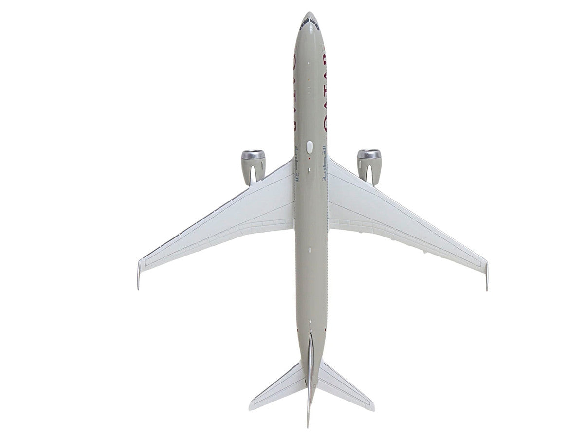 Boeing 777-9 Commercial Aircraft "Qatar Airways" (A7-BKA) Gray with Dark Red Tail Graphics 1/400 Diecast Model GeminiJets-0
