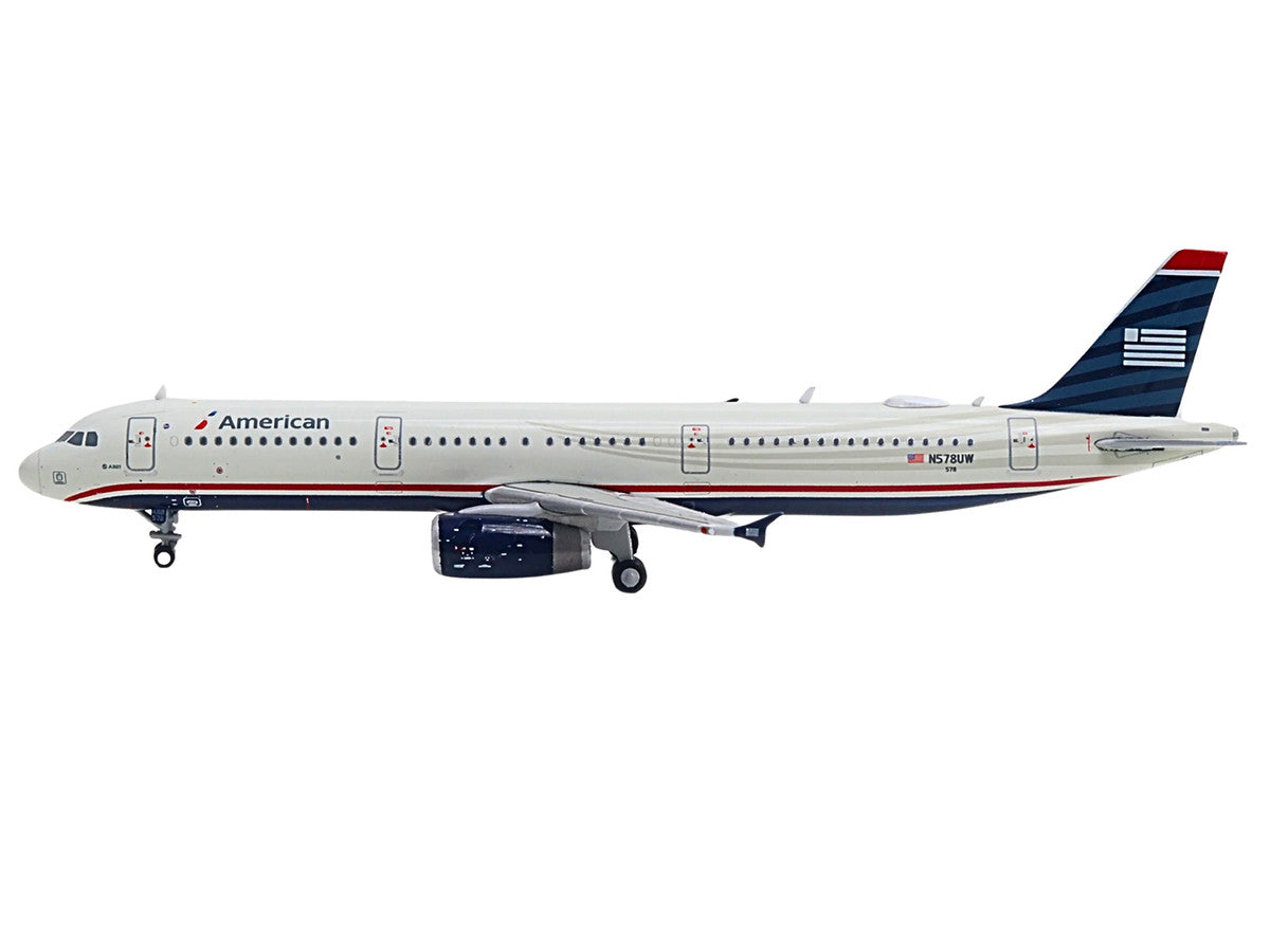 Airbus A321 Commercial Aircraft "American Airlines - US Airways Heritage Jet" (N578UW) White with Blue Tail 1/400 Diecast Model Airplane by GeminiJets-0