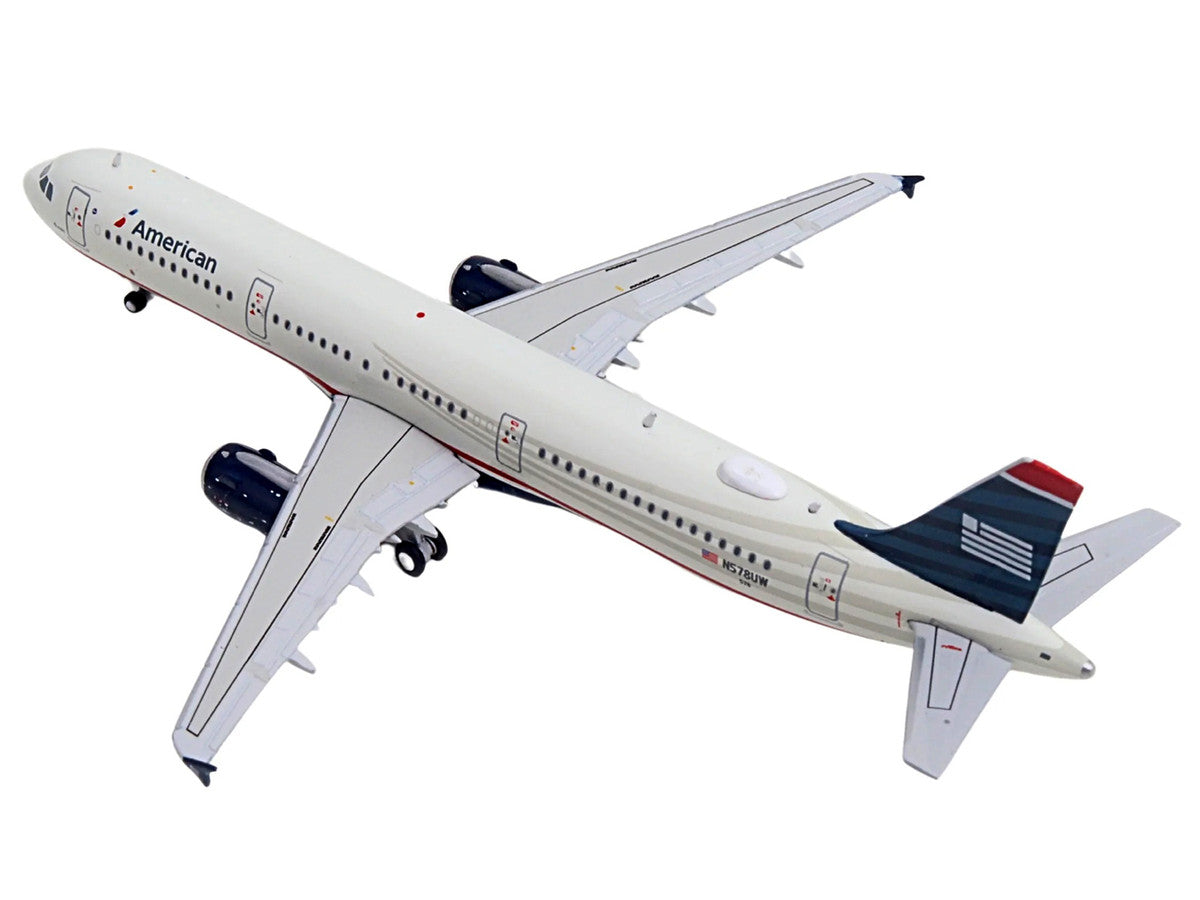 Airbus A321 Commercial Aircraft "American Airlines - US Airways Heritage Jet" (N578UW) White with Blue Tail 1/400 Diecast Model Airplane by GeminiJets-3