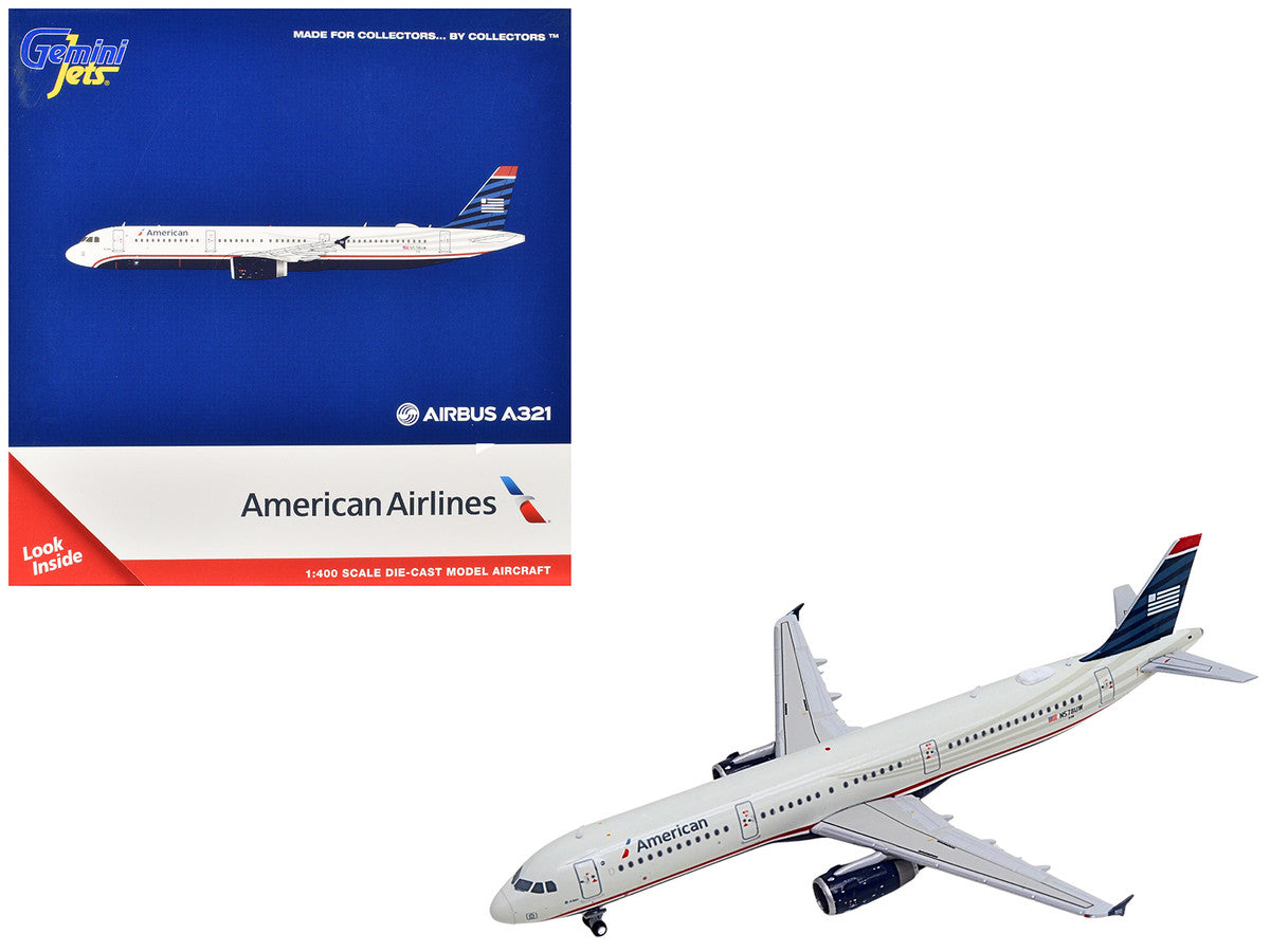 Airbus A321 Commercial Aircraft "American Airlines - US Airways Heritage Jet" (N578UW) White with Blue Tail 1/400 Diecast Model Airplane by GeminiJets-4