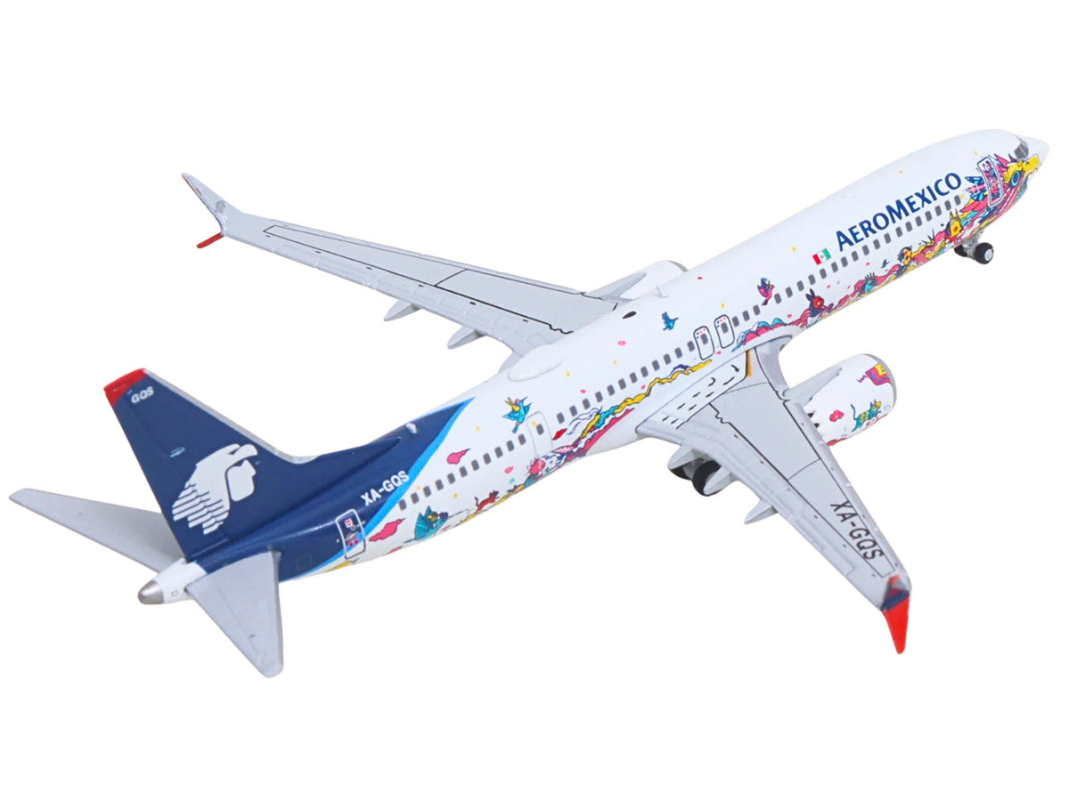 Boeing 737 MAX 9 Commercial Aircraft "Aeromexico - Kukulcan" (XA-GQS) White with Graphics and Blue Tail 1/400 Diecast Model by GeminiJets-2