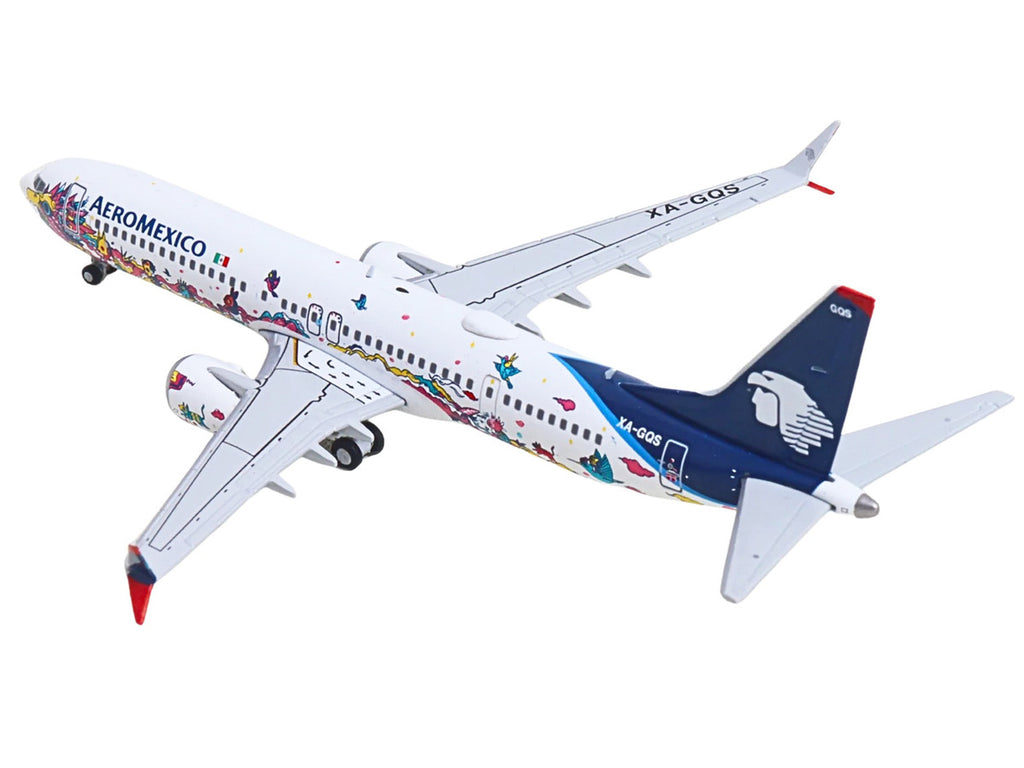 Boeing 737 MAX 9 Commercial Aircraft "Aeromexico - Kukulcan" (XA-GQS) White with Graphics and Blue Tail 1/400 Diecast Model by GeminiJets-3