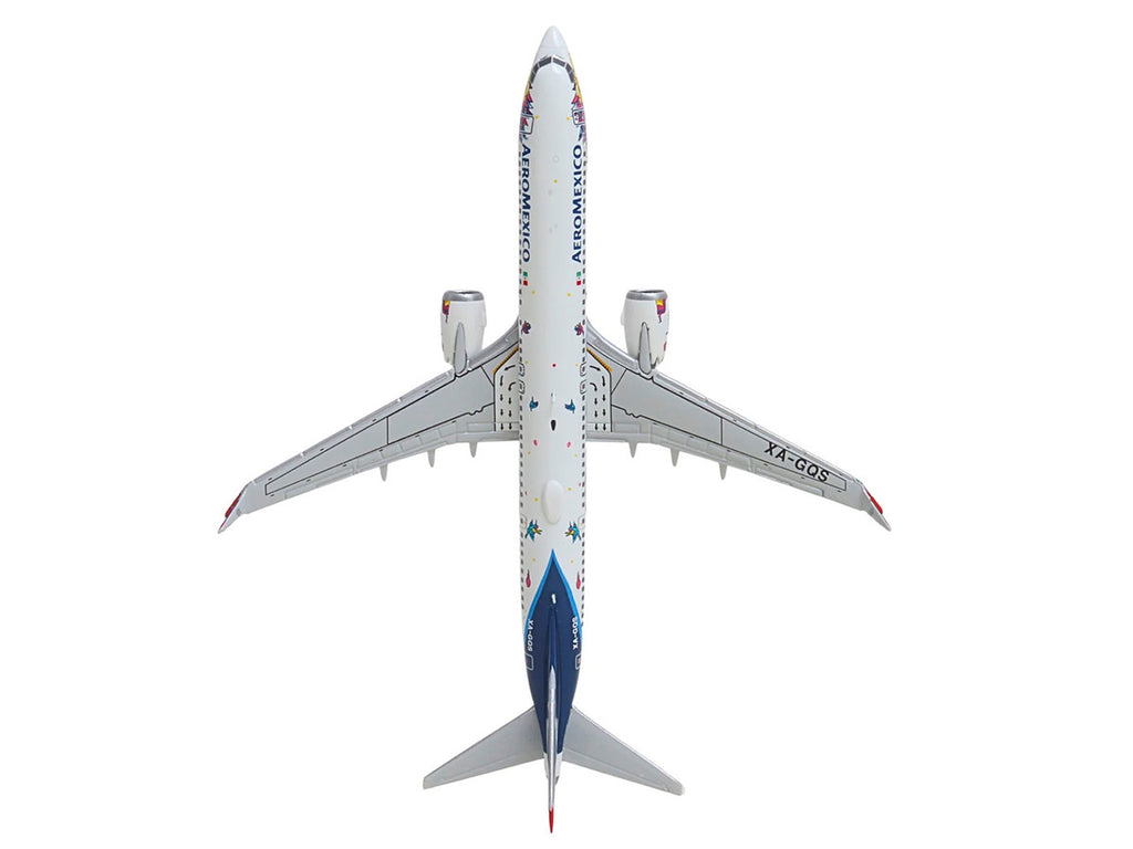 Boeing 737 MAX 9 Commercial Aircraft "Aeromexico - Kukulcan" (XA-GQS) White with Graphics and Blue Tail 1/400 Diecast Model by GeminiJets-0