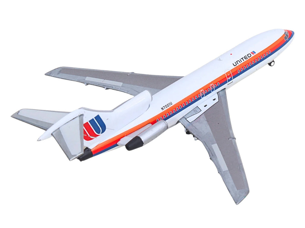 Boeing 727-100 Commercial Aircraft "United Airlines - Saul Bass Livery" (N7001U) White with Stripes 1/400 Diecast Model by GeminiJets-2