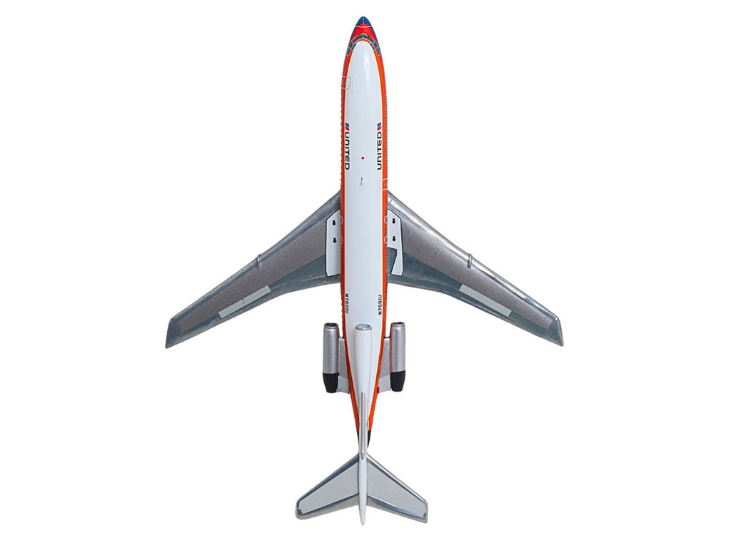 Boeing 727-100 Commercial Aircraft "United Airlines - Saul Bass Livery" (N7001U) White with Stripes 1/400 Diecast Model by GeminiJets-3
