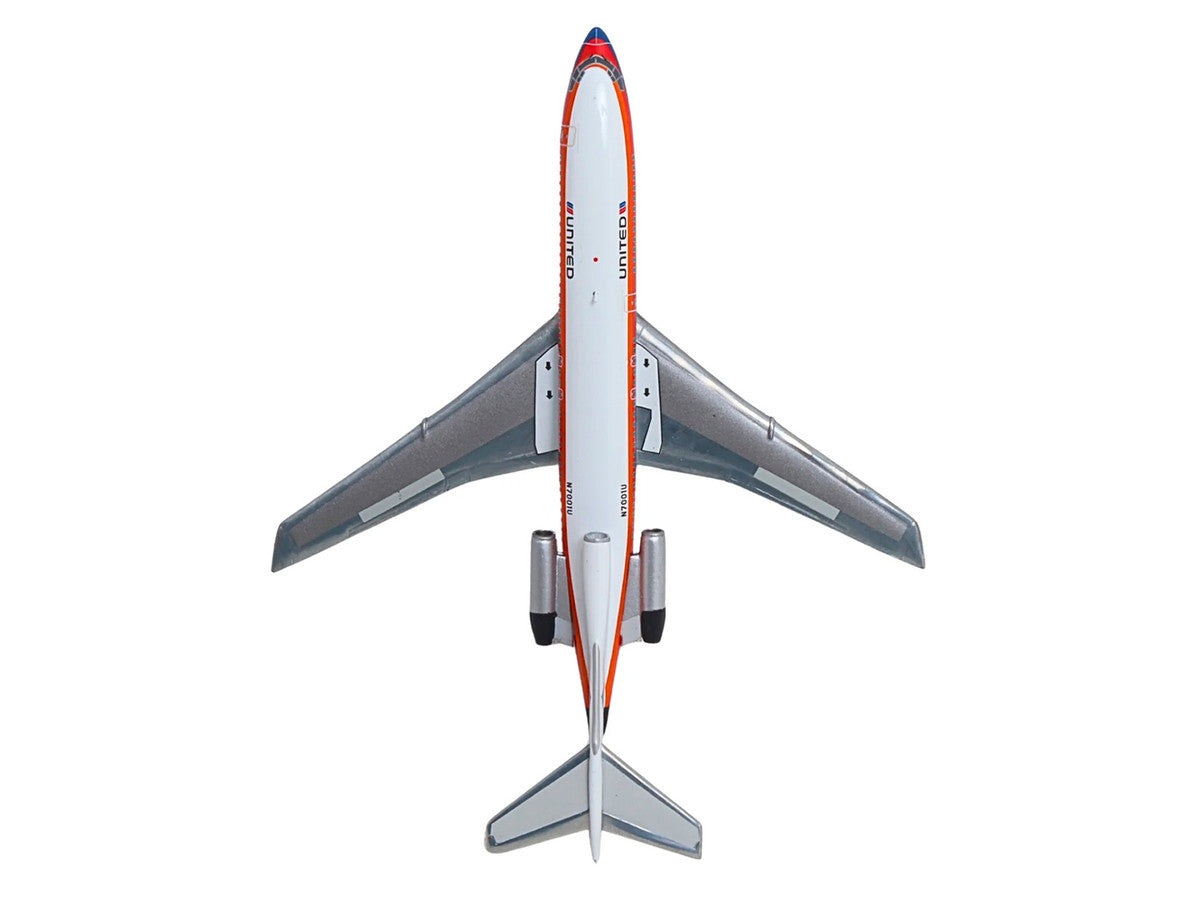 Boeing 727-100 Commercial Aircraft "United Airlines - Saul Bass Livery" (N7001U) White with Stripes 1/400 Diecast Model by GeminiJets-3