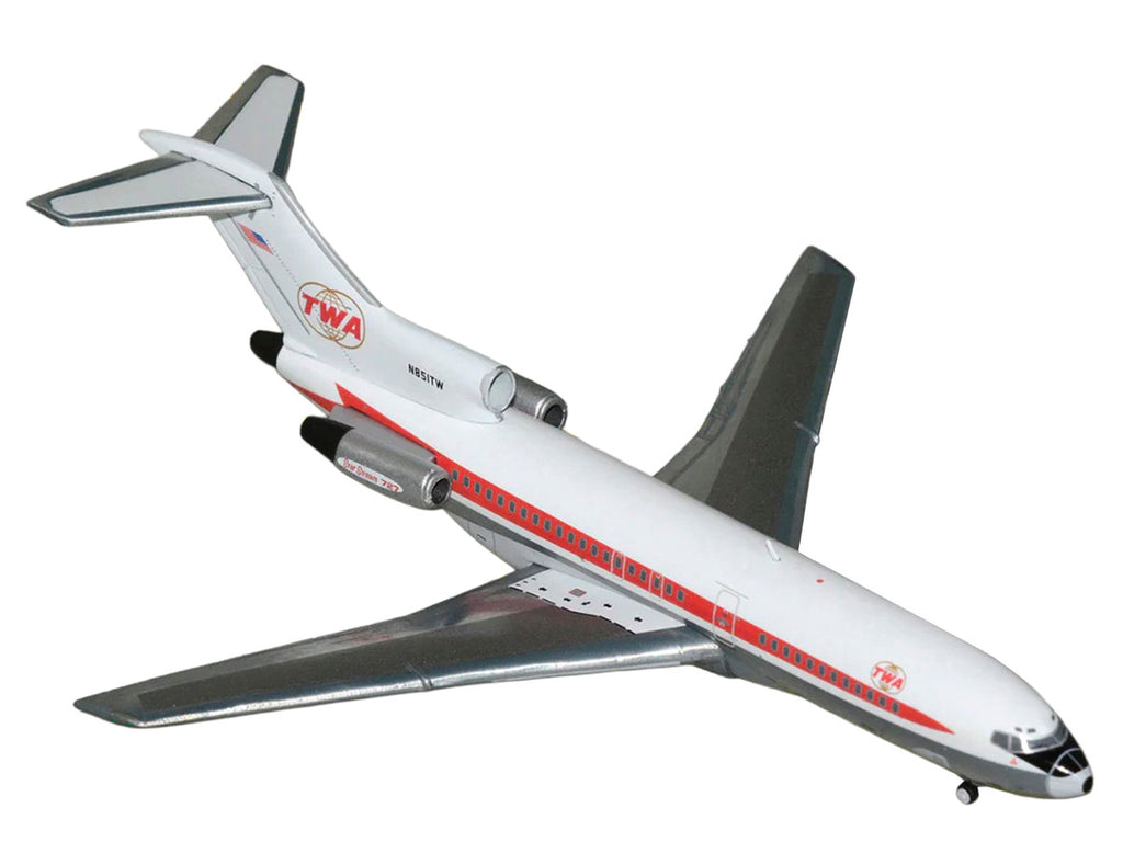 Boeing 727-100 Commercial Aircraft "Trans World Airlines" (N851TW) White with Red Stripes 1/400 Diecast Model by GeminiJets-1