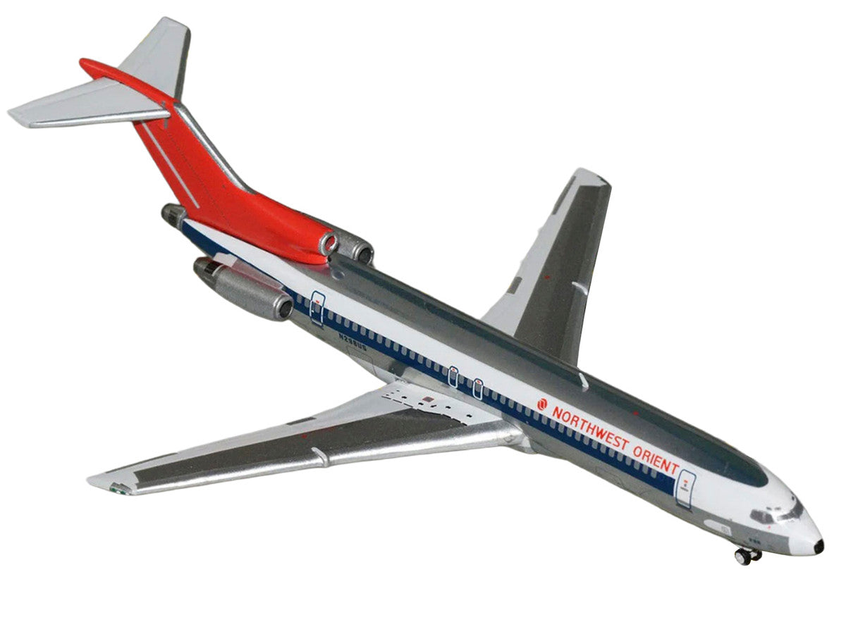 Boeing 727-200 Commercial Aircraft "Northwest Orient" (N298US) Silver with White Stripes and Red Tail 1/400 Diecast Model by GeminiJets-1