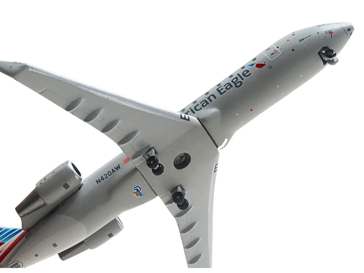 Bombardier CRJ200 Commercial Aircraft "American Eagle - Air Wisconsin" (N420AW) Gray with Red and Blue Tail 1/400 Diecast Model Airplane by GeminiJets-1