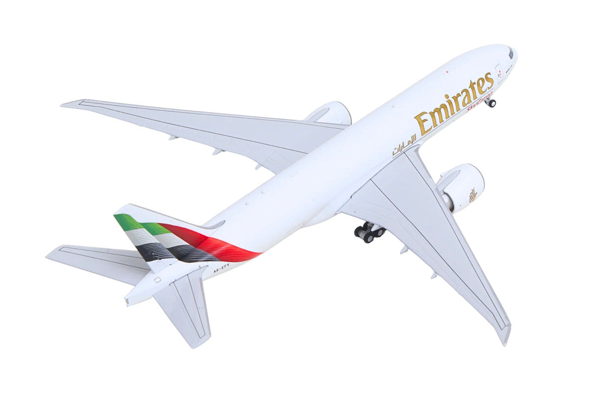 Boeing 777F Commercial Aircraft "Emirates SkyCargo" (A6-EFV) White with Striped Tail 1/400 Diecast Model by GeminiJets-3