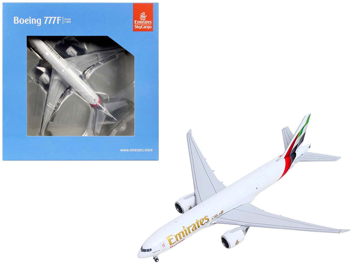 Boeing 777F Commercial Aircraft "Emirates SkyCargo" (A6-EFV) White with Striped Tail 1/400 Diecast Model by GeminiJets-0