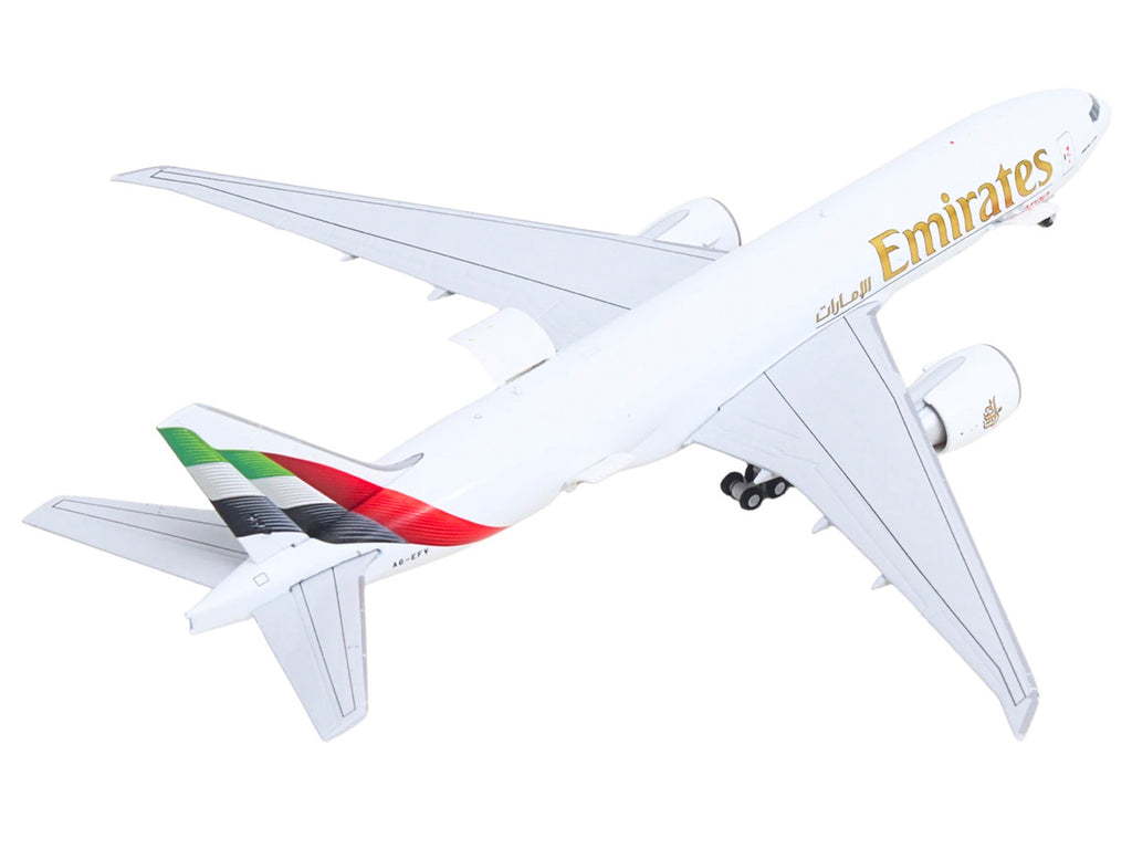 Boeing 777F Commercial Aircraft "Emirates SkyCargo" (A6-EFV) White with Striped Tail "Interactive Series" 1/400 Diecast Model by GeminiJets-2