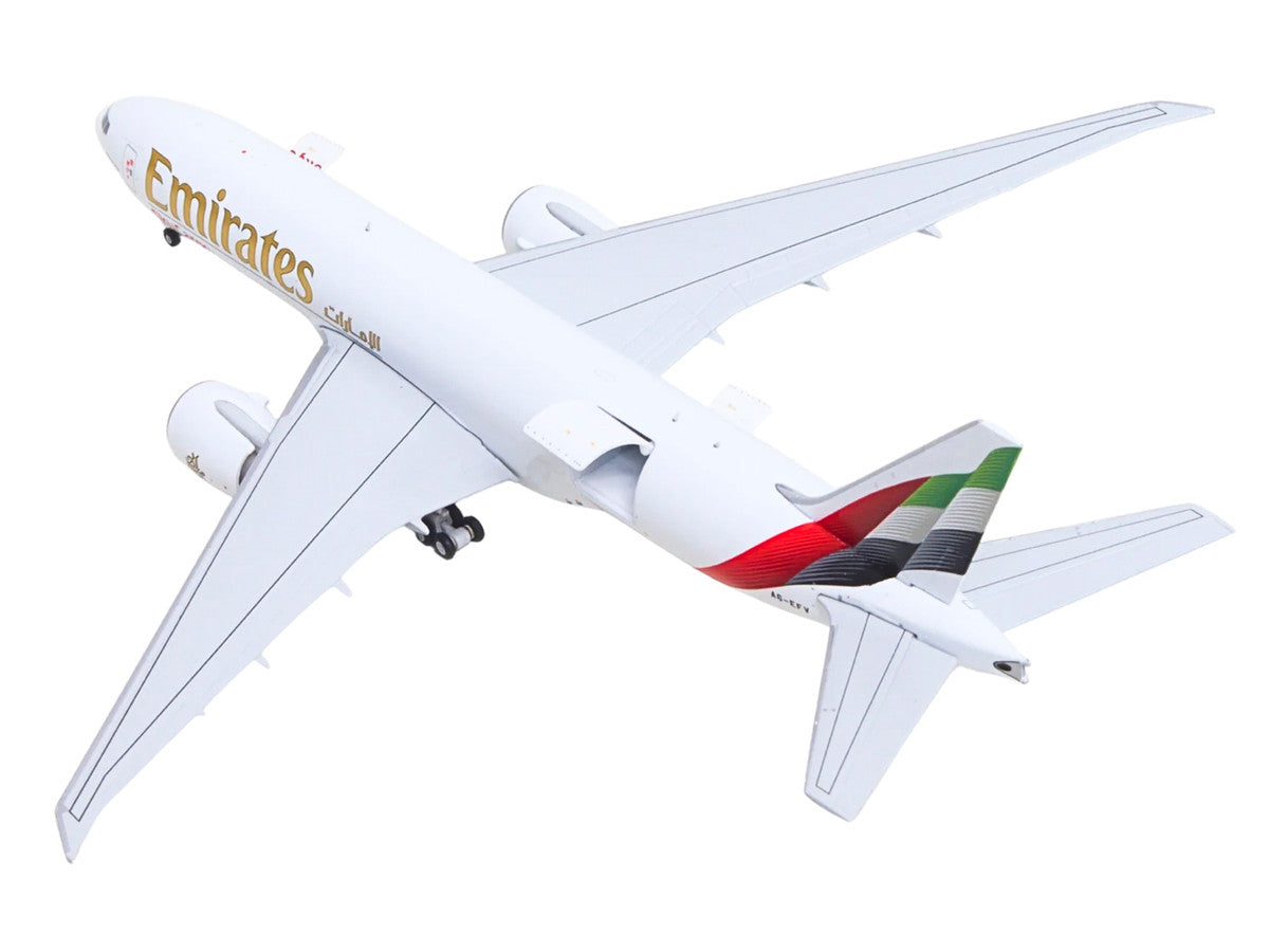 Boeing 777F Commercial Aircraft "Emirates SkyCargo" (A6-EFV) White with Striped Tail "Interactive Series" 1/400 Diecast Model by GeminiJets-3