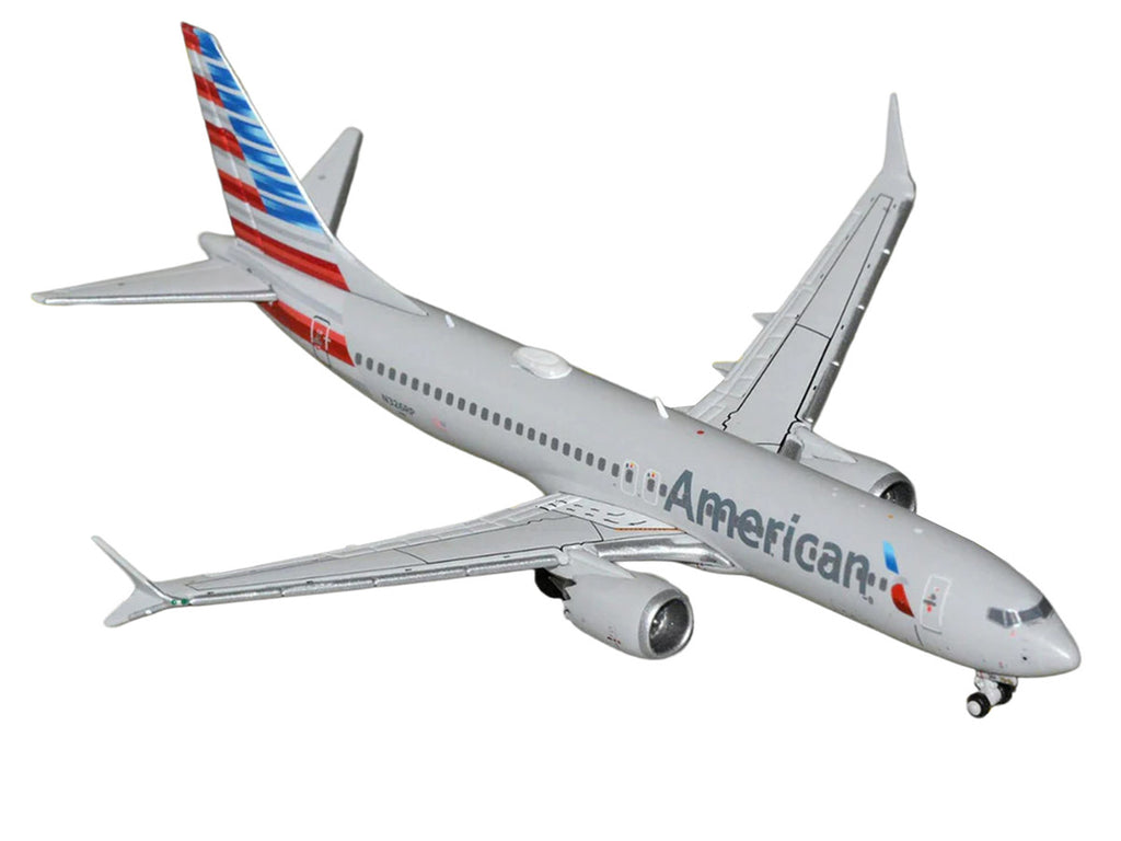 Boeing 737 MAX 8 Commercial Aircraft "American Airlines" (N326RP) Gray with Striped Tail Series 1/400 Diecast Model by GeminiJets-0