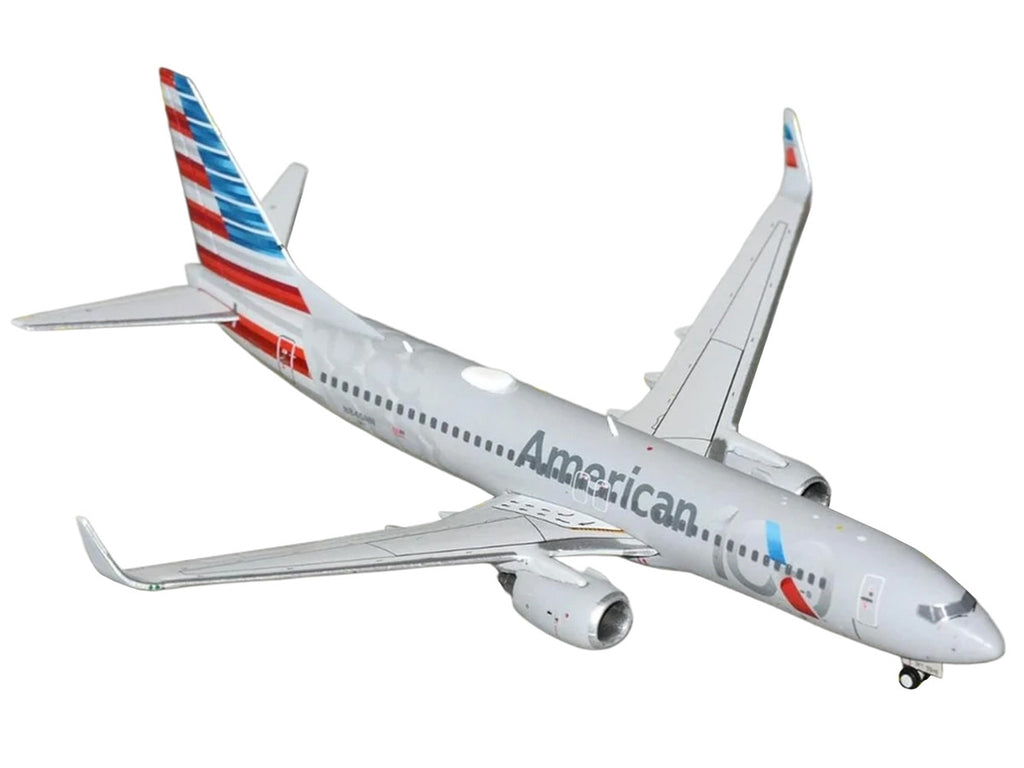 Boeing 737-800 Commercial Aircraft "American Airlines 100th Anniversary 2026" (N840NN) Gray with Tail Stripes 1/400 Diecast Model Airplane by GeminiJets-1