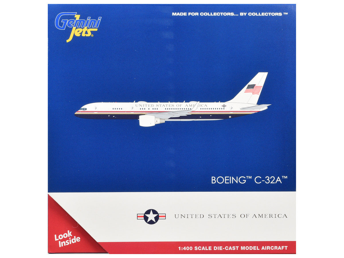 Boeing C-32A Transport Aircraft "Air Force Two - United States of America" (99-0003) White and Blue with Red Stripes 1/400 Diecast Model Airplane by GeminiJets-2