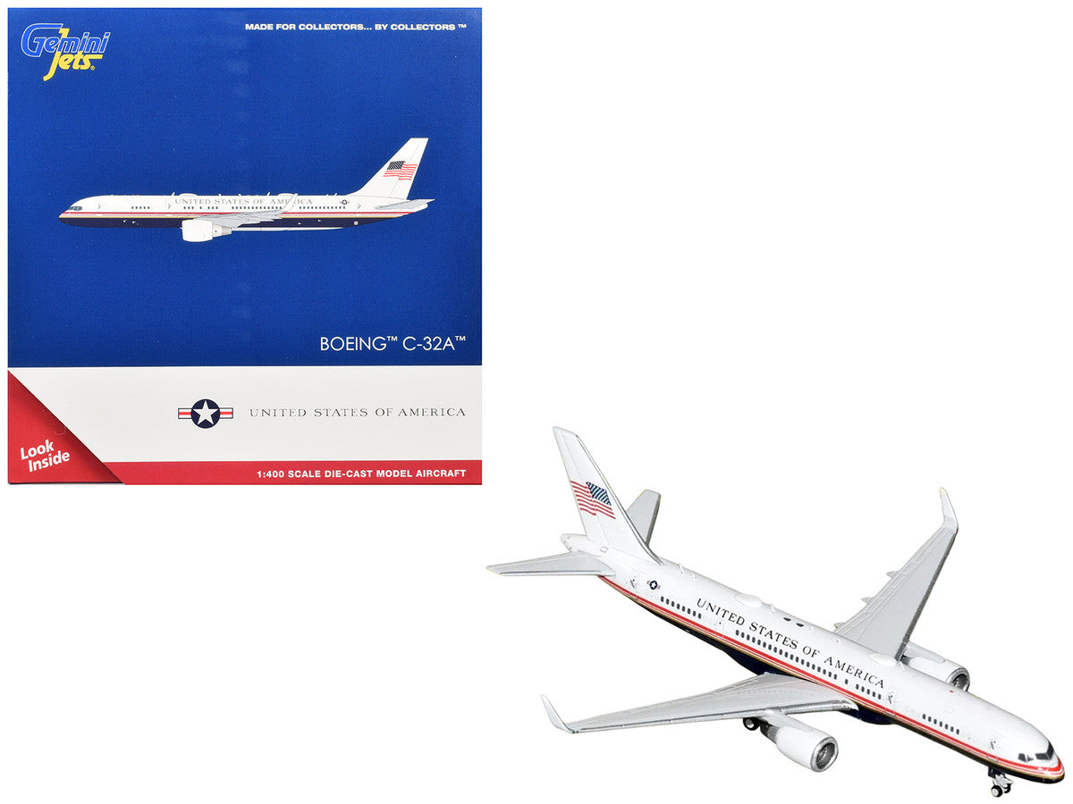 Boeing C-32A Transport Aircraft "Air Force Two - United States of America" (99-0003) White and Blue with Red Stripes 1/400 Diecast Model Airplane by GeminiJets-0