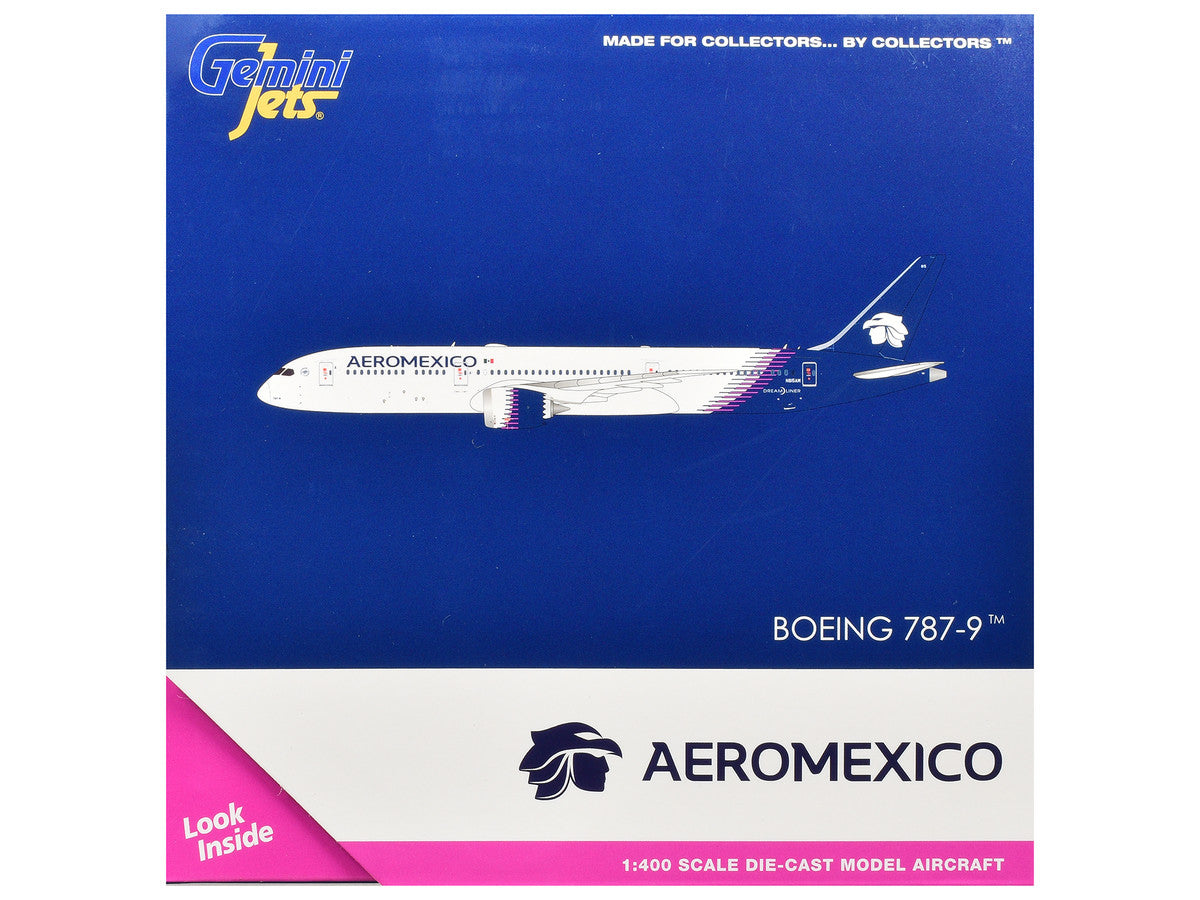 Boeing 787-9 Commercial Aircraft "Aeromexico" (N815AM) White with Blue Tail 1/400 Diecast Model Airplane by GeminiJets-2
