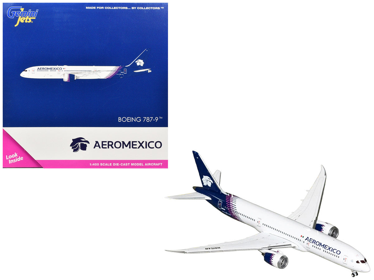 Boeing 787-9 Commercial Aircraft "Aeromexico" (N815AM) White with Blue Tail 1/400 Diecast Model Airplane by GeminiJets-0