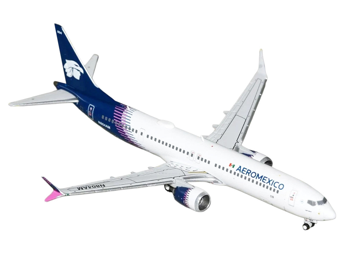 Boeing 737 MAX 9 Commercial Aircraft "Aeromexico" (N804AM) White with Blue Tail 1/400 Diecast Model Airplane by GeminiJets-1