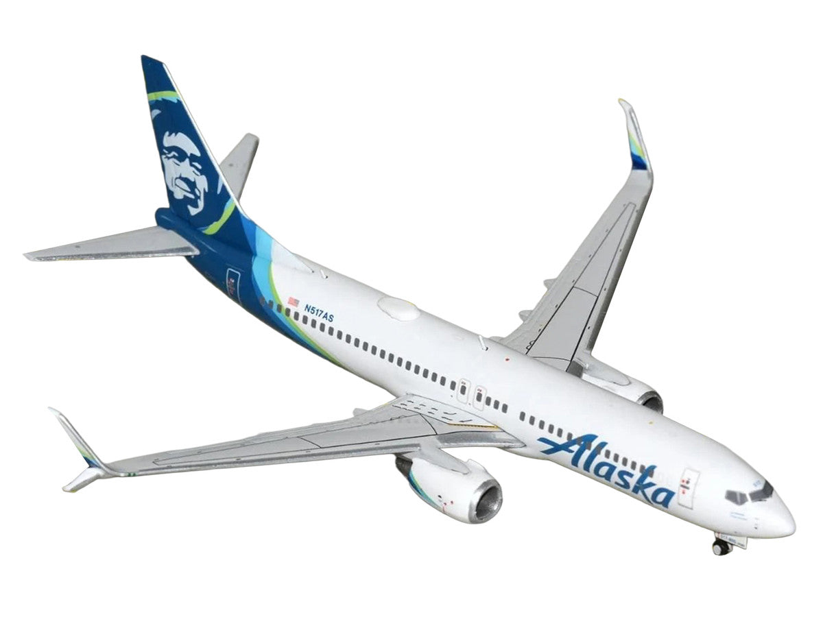 Boeing 737-800 Commercial Aircraft "Alaska Airlines" (N517AS) White with Blue Tail 1/400 Diecast Model Airplane by GeminiJets-1