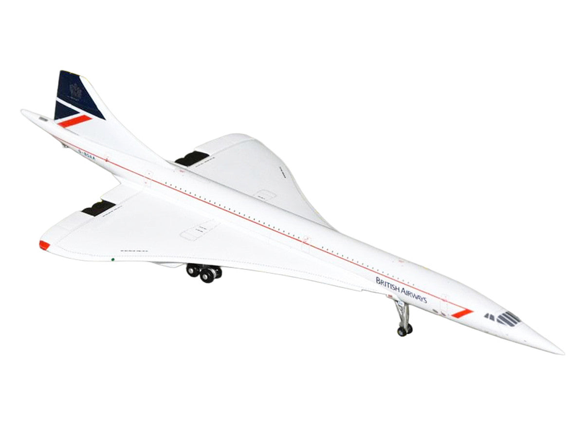 BAC/Aerospatiale Concorde Commercial Aircraft "British Airways" (G-BOAA) White with Red Stripes and Blue Tail 1/400 Diecast Model Airplane by GeminiJets-1